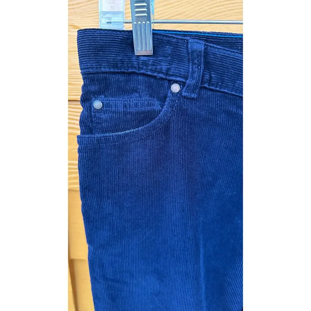 Lands' End Boys Corduroy Pants Size 16H Navy Lined Adjustable Waist Straight Leg